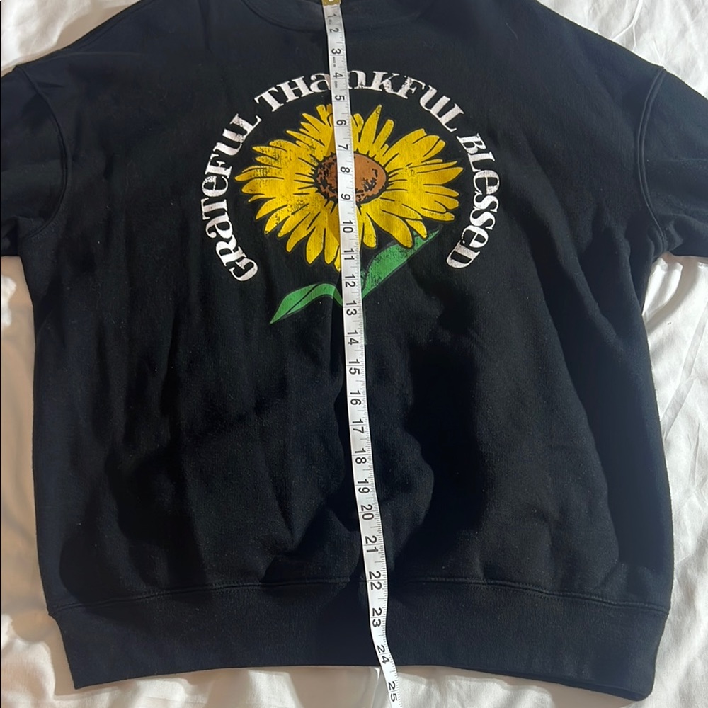 Awake Black Crewneck Sweater with Sunflower Graphic - Picture 6 of 11